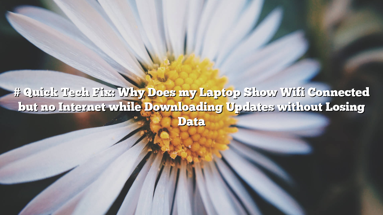 # Quick Tech Fix: Why Does my Laptop Show Wifi Connected but no Internet while Downloading Updates without Losing Data